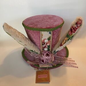NWT Begonia Market Top Hat with Bunny Ears Victorian Madhatter Easter Decor